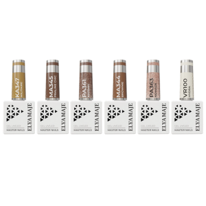 6 flacons de vernis semi-permanents du coffret Cappuccino Elyamaje - Nail Art Lucie